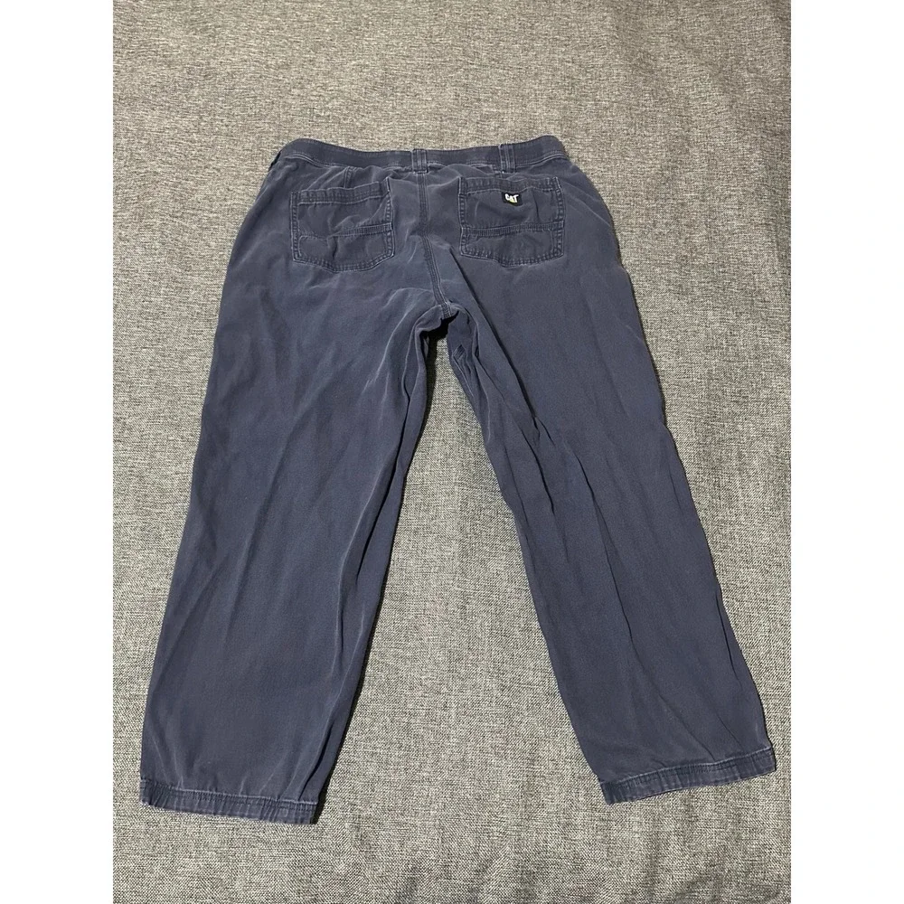 Caterpillar Men's 38x30 Work Pants Navy Blue Canvas Stretch Utility
